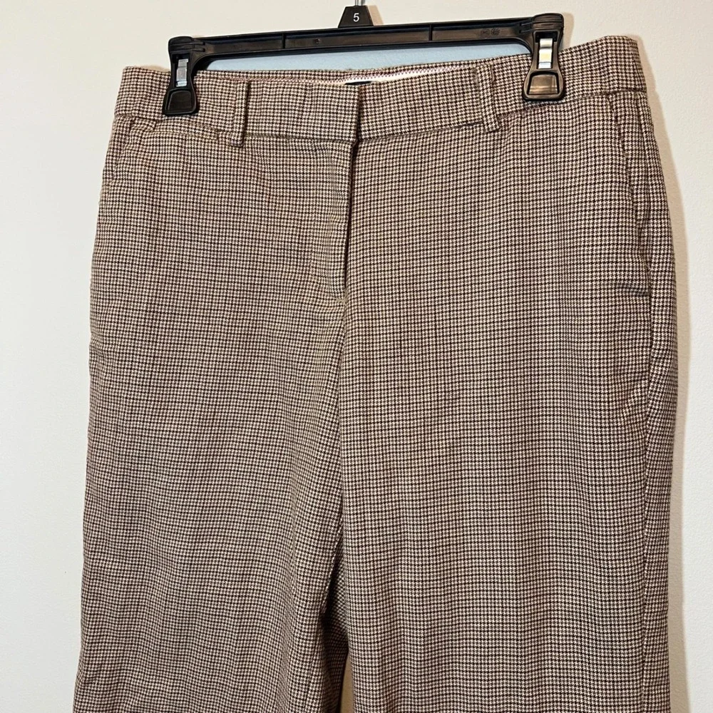 J. Crew Women's Brown Houndstooth Straight Leg Trousers Plaid Dress Pants 6